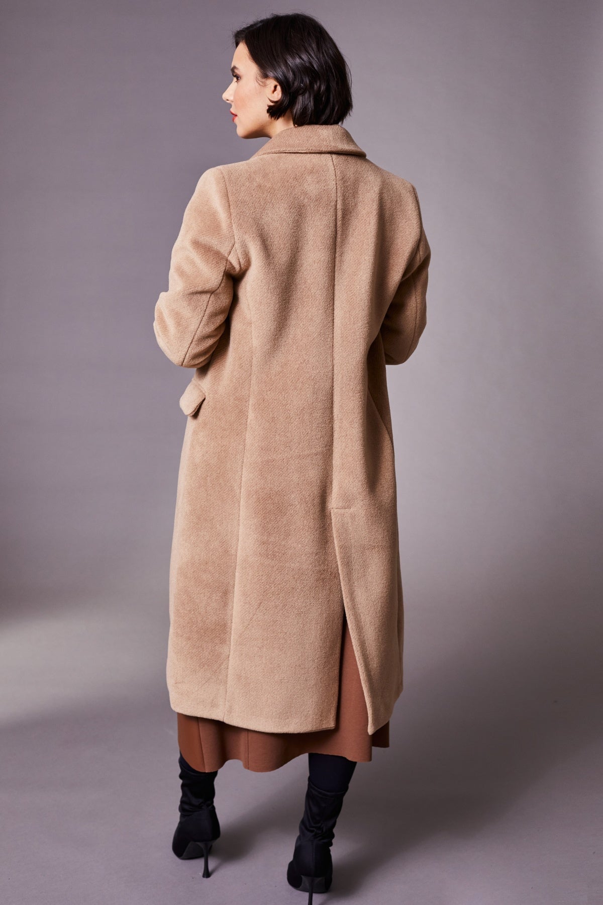 Camel mid hot sale length coat