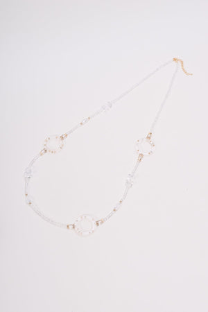 Long Circle Clear Beaded Necklace