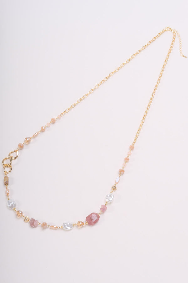 Carraig Donn Long Gold Link & Topaz Stone Necklace