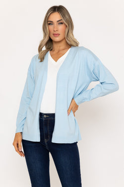 Carraig Donn Long Line Cardigan in Light Blue