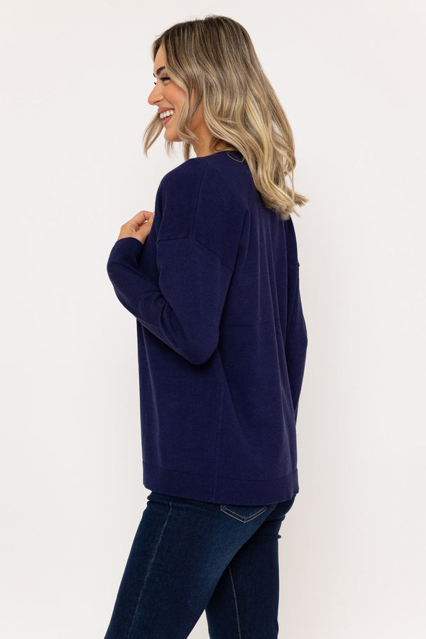 Carraig Donn Long Line Cardigan Navy