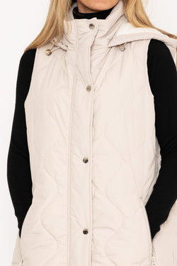 Carraig Donn Long Line Gilet in Ecru