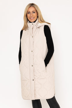 Carraig Donn Long Line Gilet in Ecru