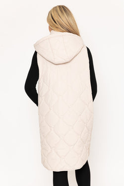 Carraig Donn Long Line Gilet in Ecru