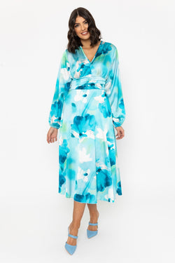 Carraig Donn Long Sleeve Blue Print Alina Midi Dress