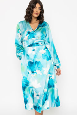 Carraig Donn Long Sleeve Blue Print Alina Midi Dress