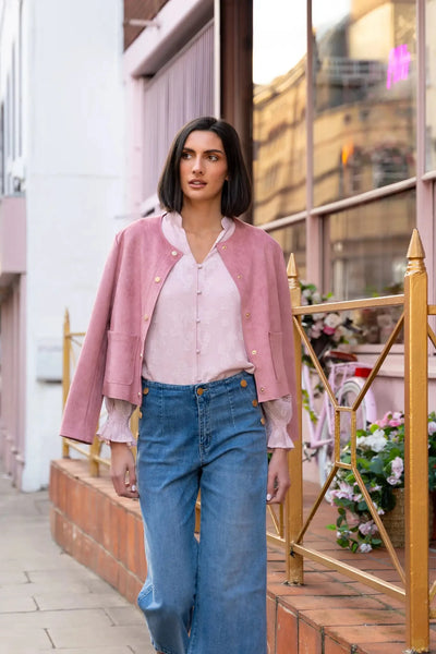 Carraig Donn Long Sleeve Boho Top in Pink