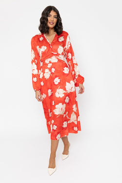 Carraig Donn Long Sleeve Coral Print Alina Midi Dress