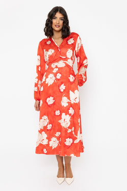 Carraig Donn Long Sleeve Coral Print Alina Midi Dress