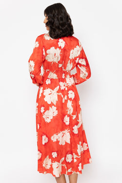 Carraig Donn Long Sleeve Coral Print Alina Midi Dress