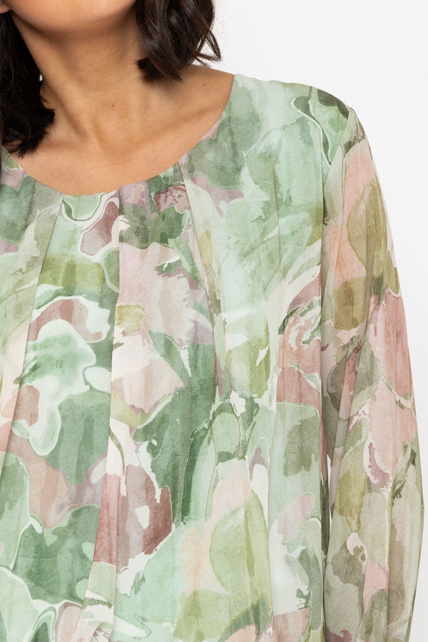 Carraig Donn Long Sleeve Khaki Printed Blouse