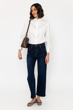 Carraig Donn Long Sleeve Lace Detail Shirt in White