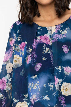 Carraig Donn Long Sleeve Navy Floral Printed Blouse