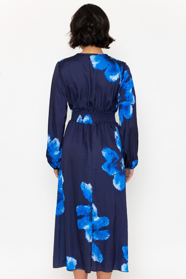 Carraig Donn Long Sleeve Navy Print Alina Midi Dress