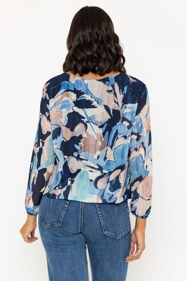 Carraig Donn Long Sleeve Navy Printed Blouse