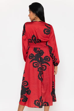 Carraig Donn Long Sleeve Red Alina Midi Dress