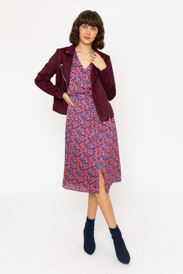 Carraig Donn Long Sleeve Red Floral Jennifer Midi Dress