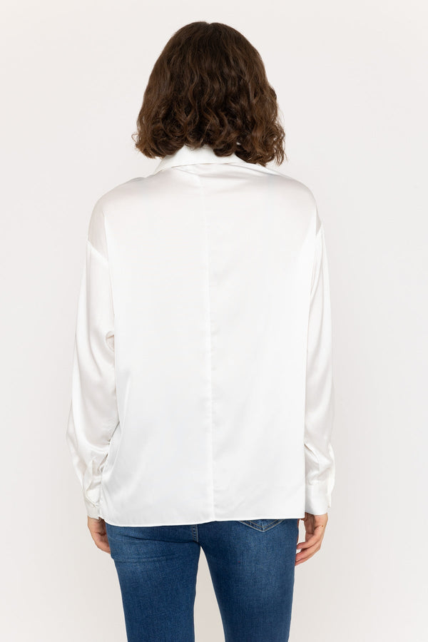 Carraig Donn Long Sleeve Satin Oversized Blouse in Ivory