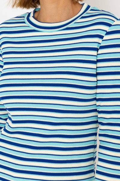 Carraig Donn Long Sleeve Textured Stripe Top in Blue