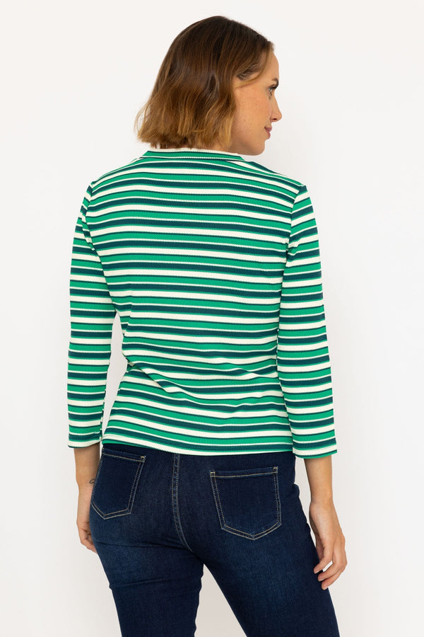 Carraig Donn Long Sleeve Textured Stripe Top in Green