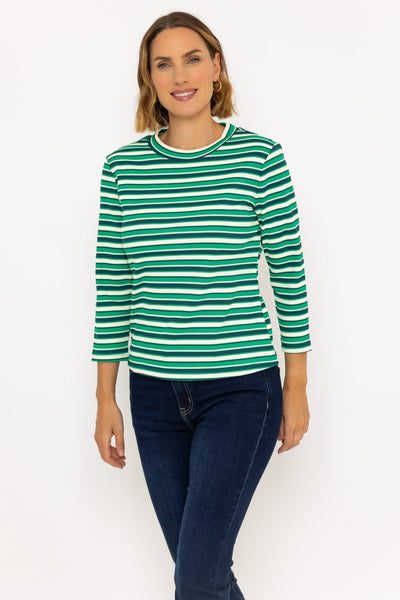 Carraig Donn Long Sleeve Textured Stripe Top in Green