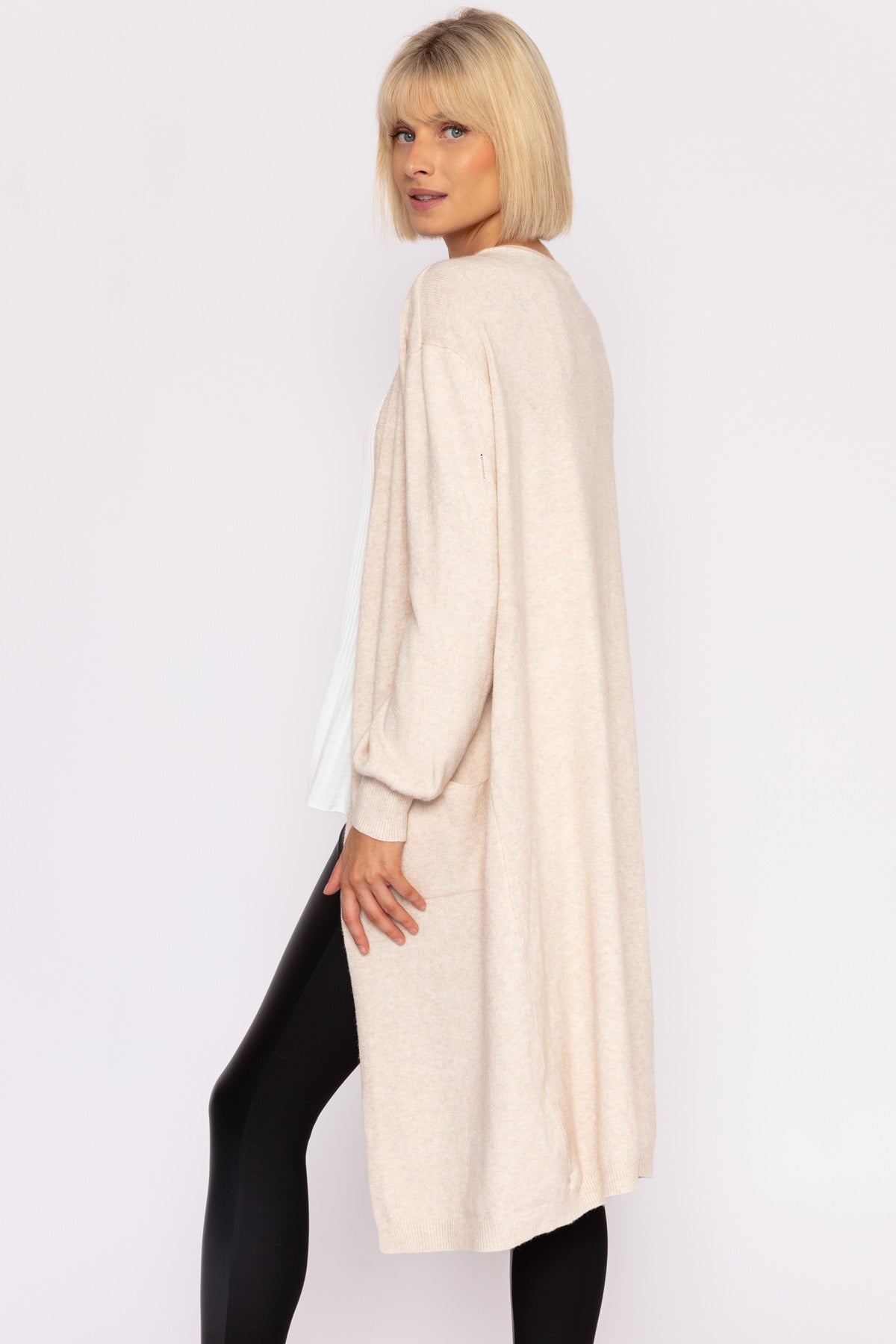 Beige longline cardigan sale