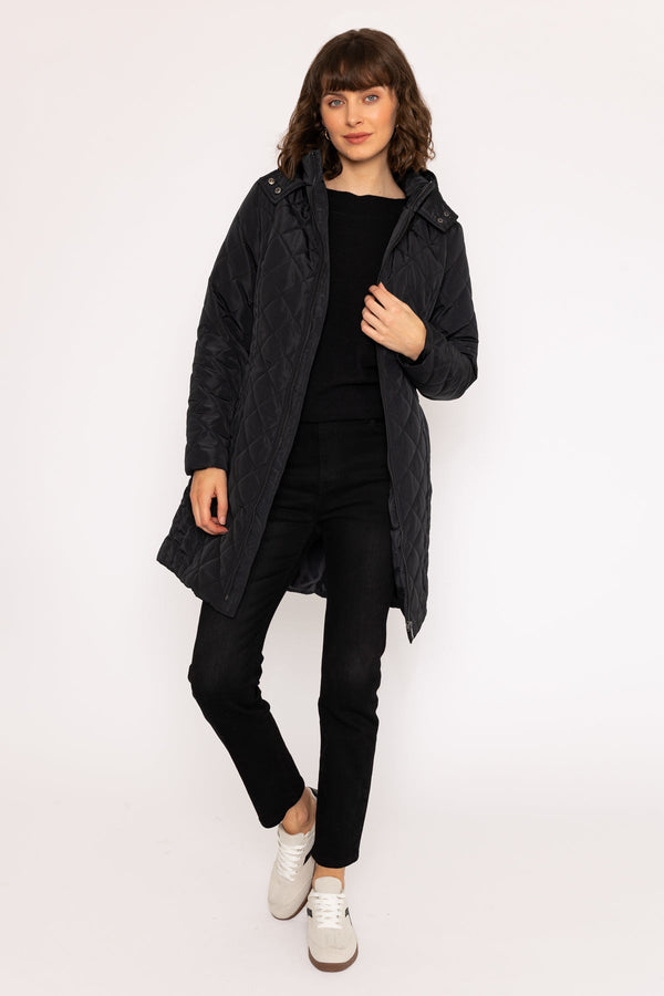 Carraig Donn Longline Quilted Coat in Black