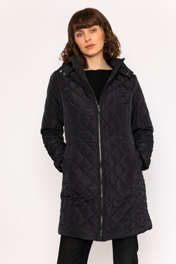 Carraig Donn Longline Quilted Coat in Black