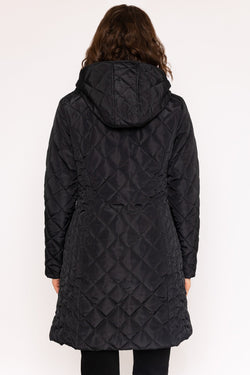 Carraig Donn Longline Quilted Coat in Black