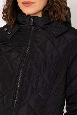 Carraig Donn Longline Quilted Coat in Black