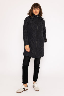 Carraig Donn Longline Quilted Coat in Black