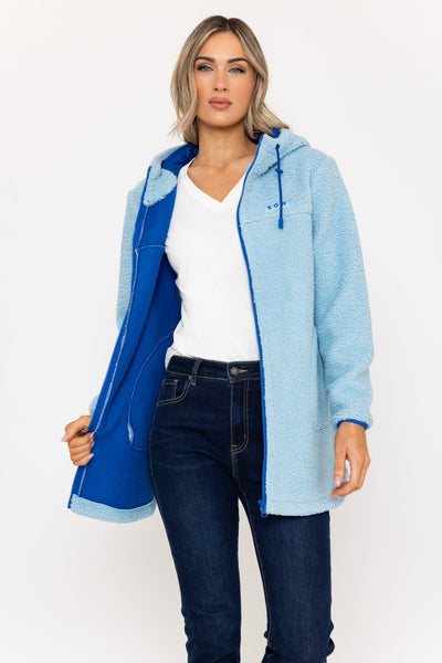 Carraig Donn Longline Teddy Fleece in Light Blue