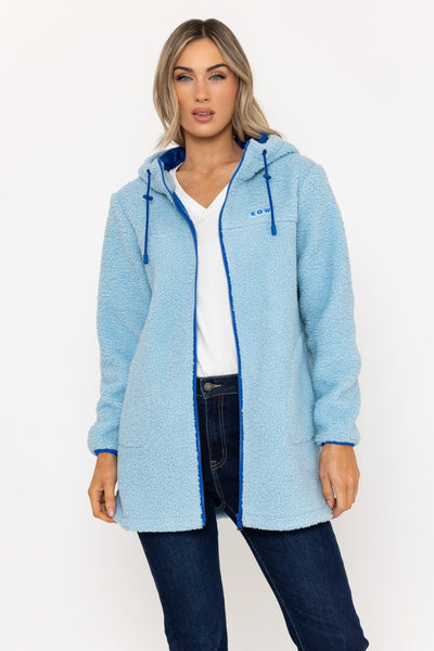 Carraig Donn Longline Teddy Fleece in Light Blue