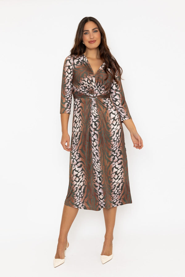 Carraig Donn Louisa Midi Dress in Khaki