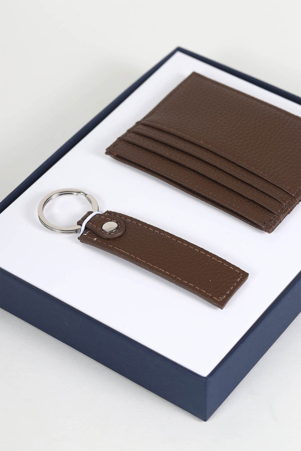 Carraig Donn Men's Brown Card Holder & Key Ring Gift Set