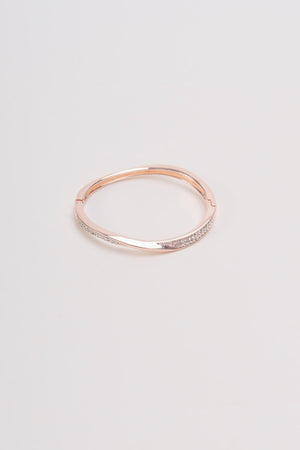 Micro Pave Twist Rose Gold Bangle