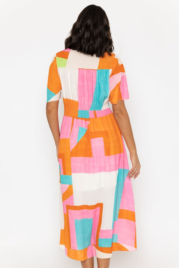 Carraig Donn Multicolour Print Short Sleeve Cliodhna Midi Dress