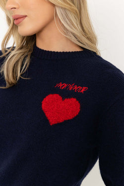 Carraig Donn My Love Heart Jumper in Navy