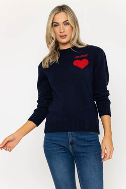 Carraig Donn My Love Heart Jumper in Navy