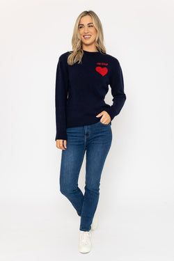 Carraig Donn My Love Heart Jumper in Navy