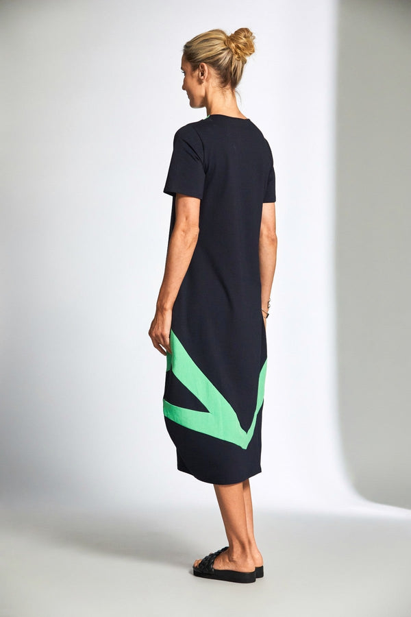 Carraig Donn Navy Colour Blocked Triangles Midi Dress