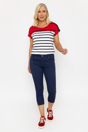 Navy Crop Stretch Jeans