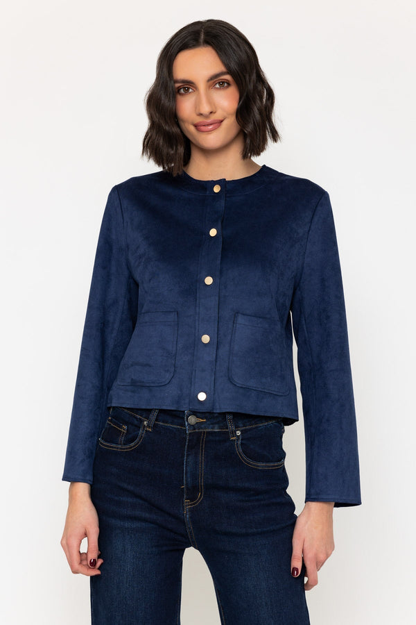 Carraig Donn Navy Cropped Suede Jacket