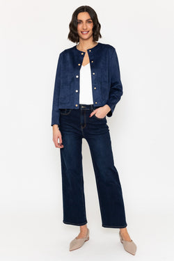 Carraig Donn Navy Cropped Suede Jacket