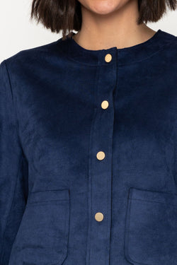 Carraig Donn Navy Cropped Suede Jacket