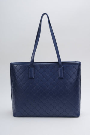 Navy Embossed Large Tote Bag