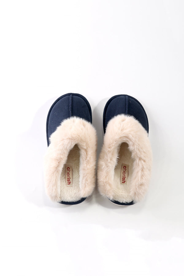 Carraig Donn Navy Faux Suede Mule Slipper