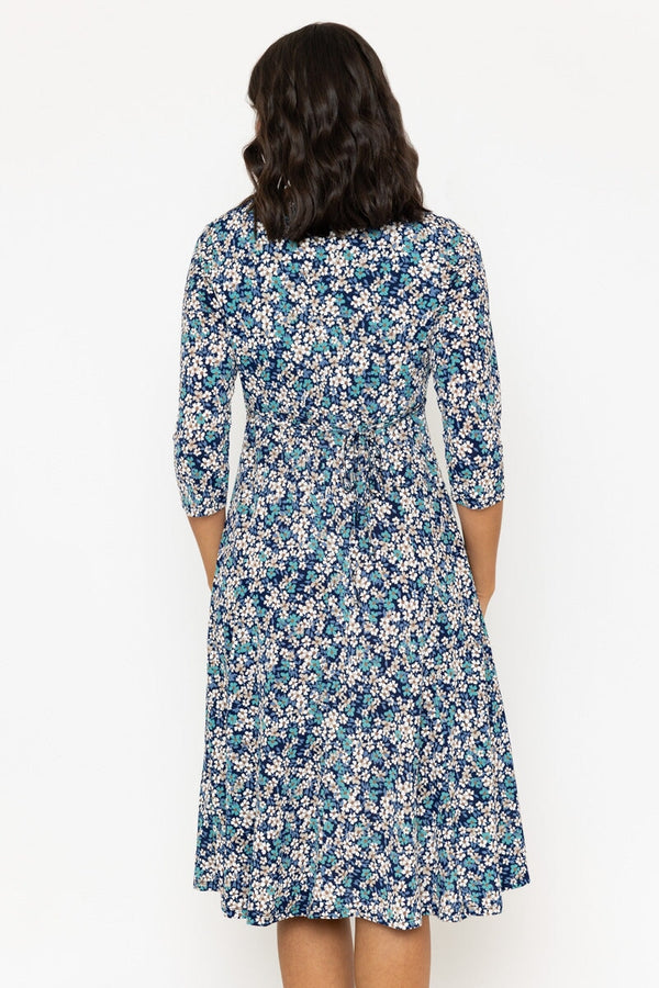 Carraig Donn Navy Floral Print Angelina Midi Dress