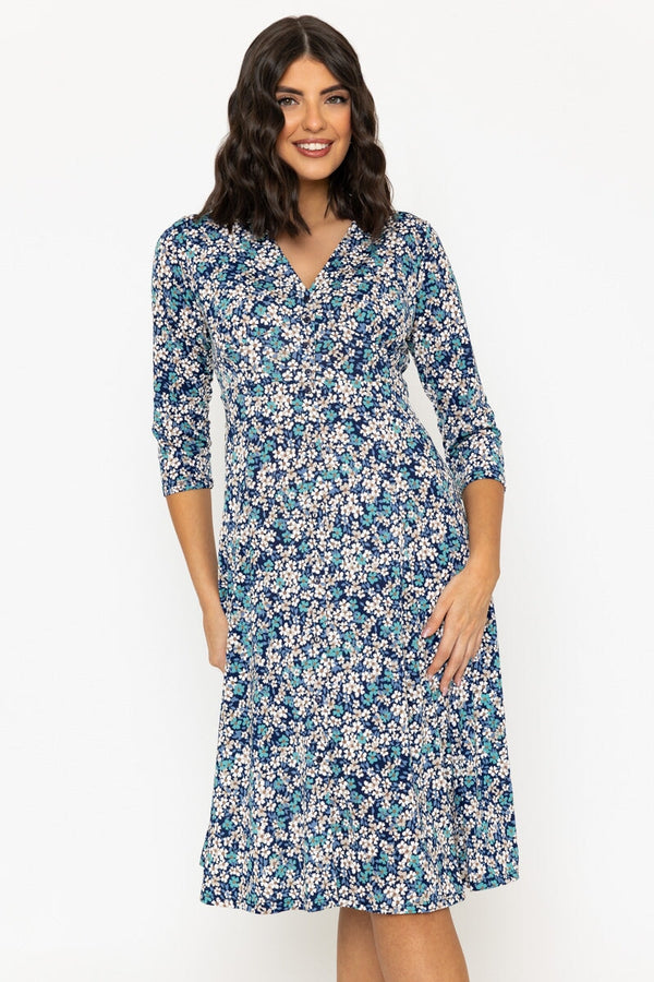 Carraig Donn Navy Floral Print Angelina Midi Dress