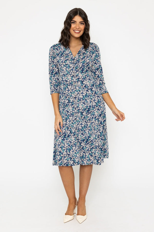 Carraig Donn Navy Floral Print Angelina Midi Dress